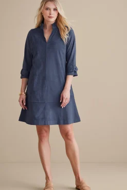 Into The Blues|casual-Soft Surroundings Rani Faux Suede Dress Navy Sea