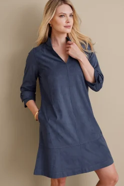 Into The Blues|casual-Soft Surroundings Rani Faux Suede Dress Navy Sea