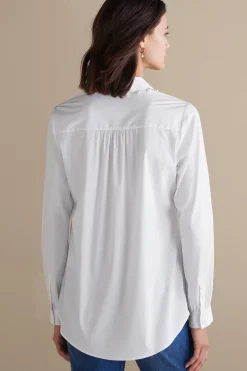 Everyday Styles|long sleeve-Soft Surroundings Rania Pearl Shirt White
