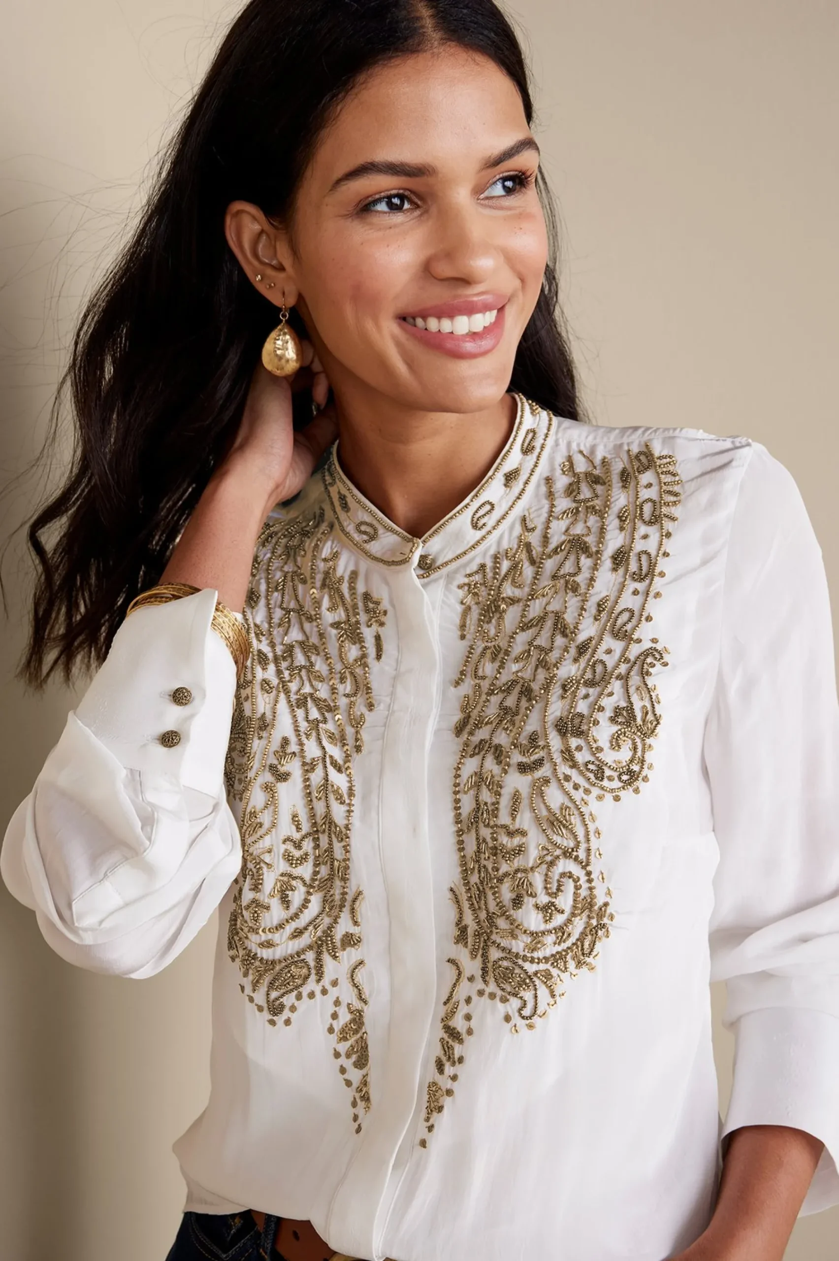 Global Artistry|long sleeve-Soft Surroundings Remi Top Cami White