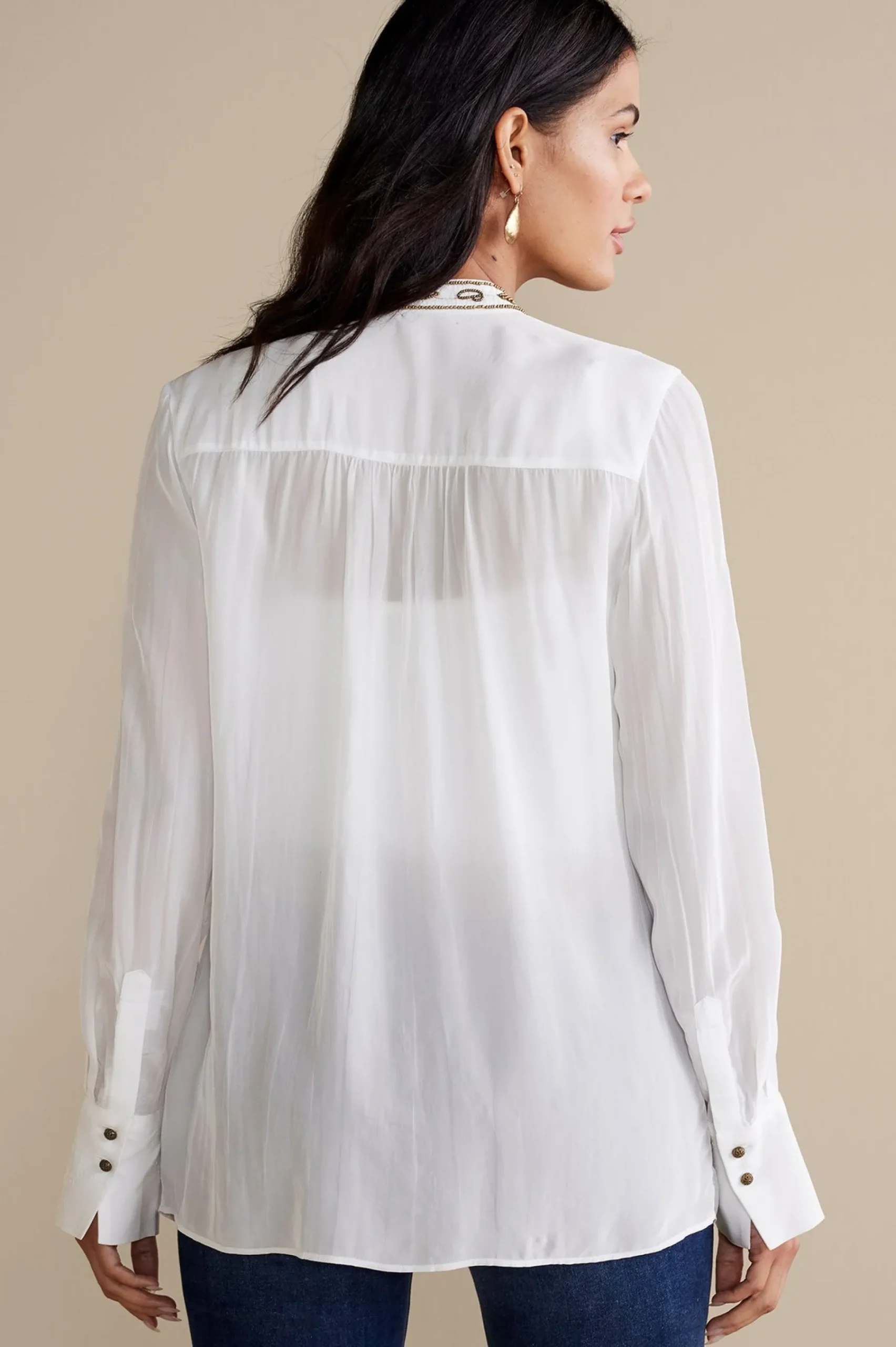 Global Artistry|long sleeve-Soft Surroundings Remi Top Cami White