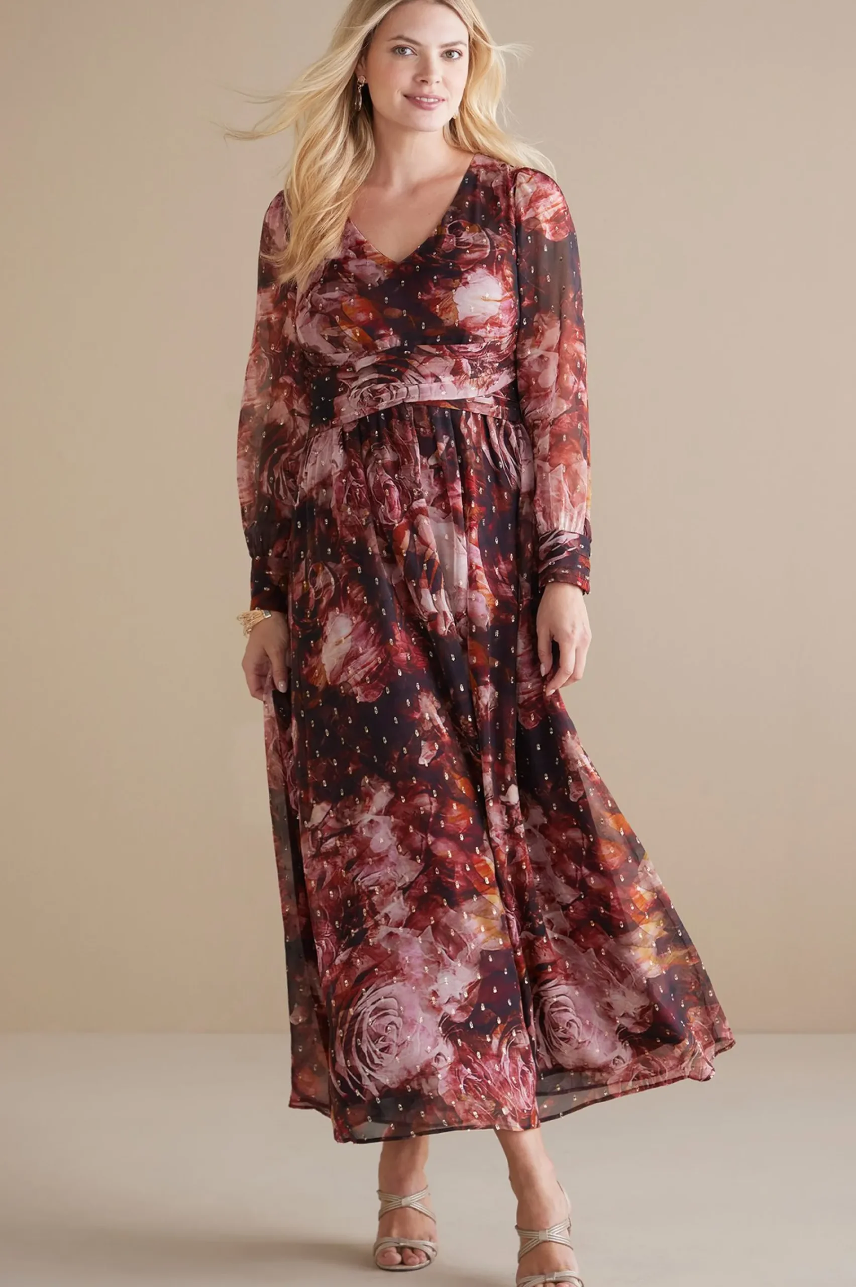 Feminine Flourish|occasion dresses-Soft Surroundings Rina Silk Dress Multi Floral
