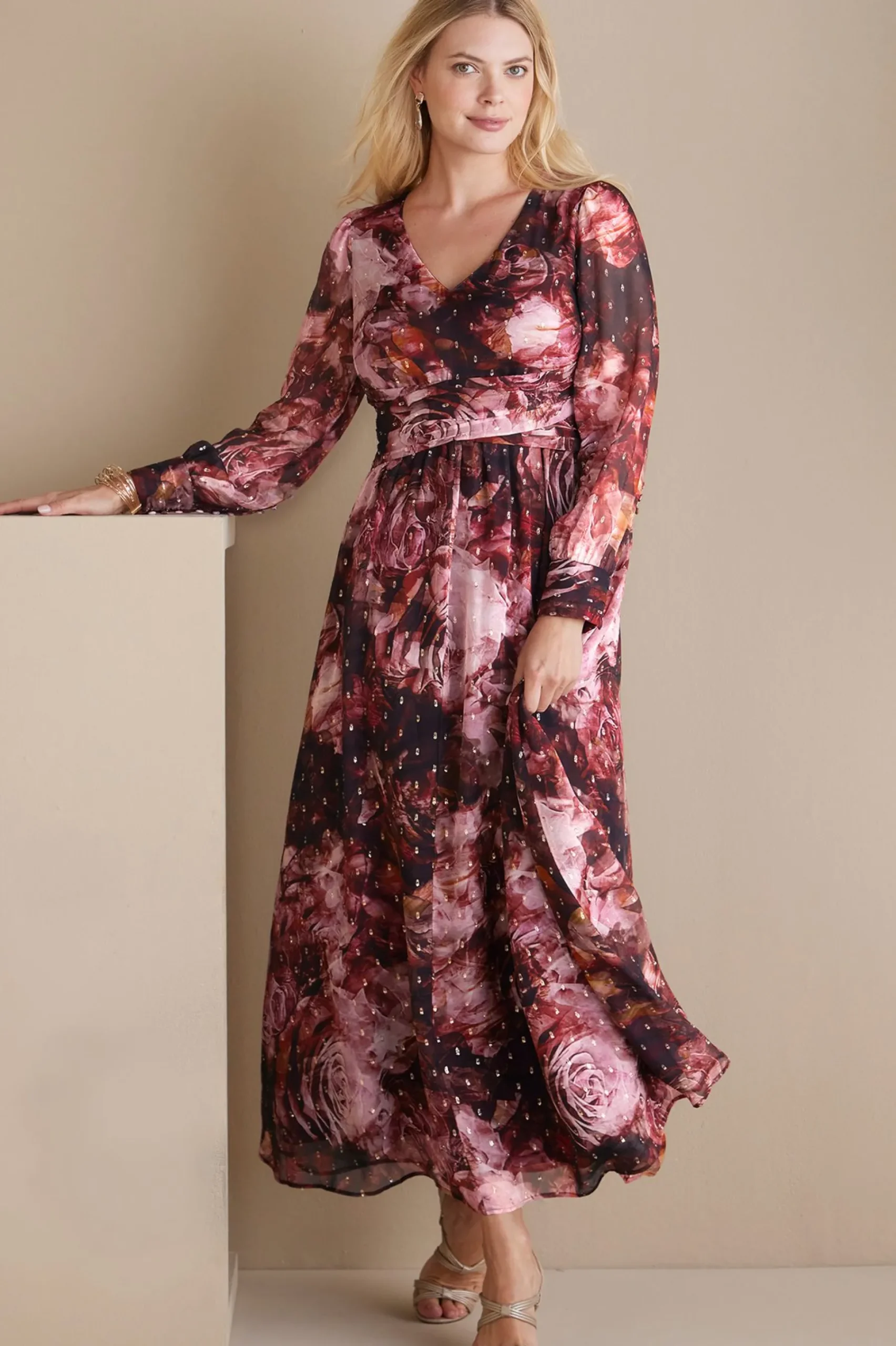 Feminine Flourish|occasion dresses-Soft Surroundings Rina Silk Dress Multi Floral
