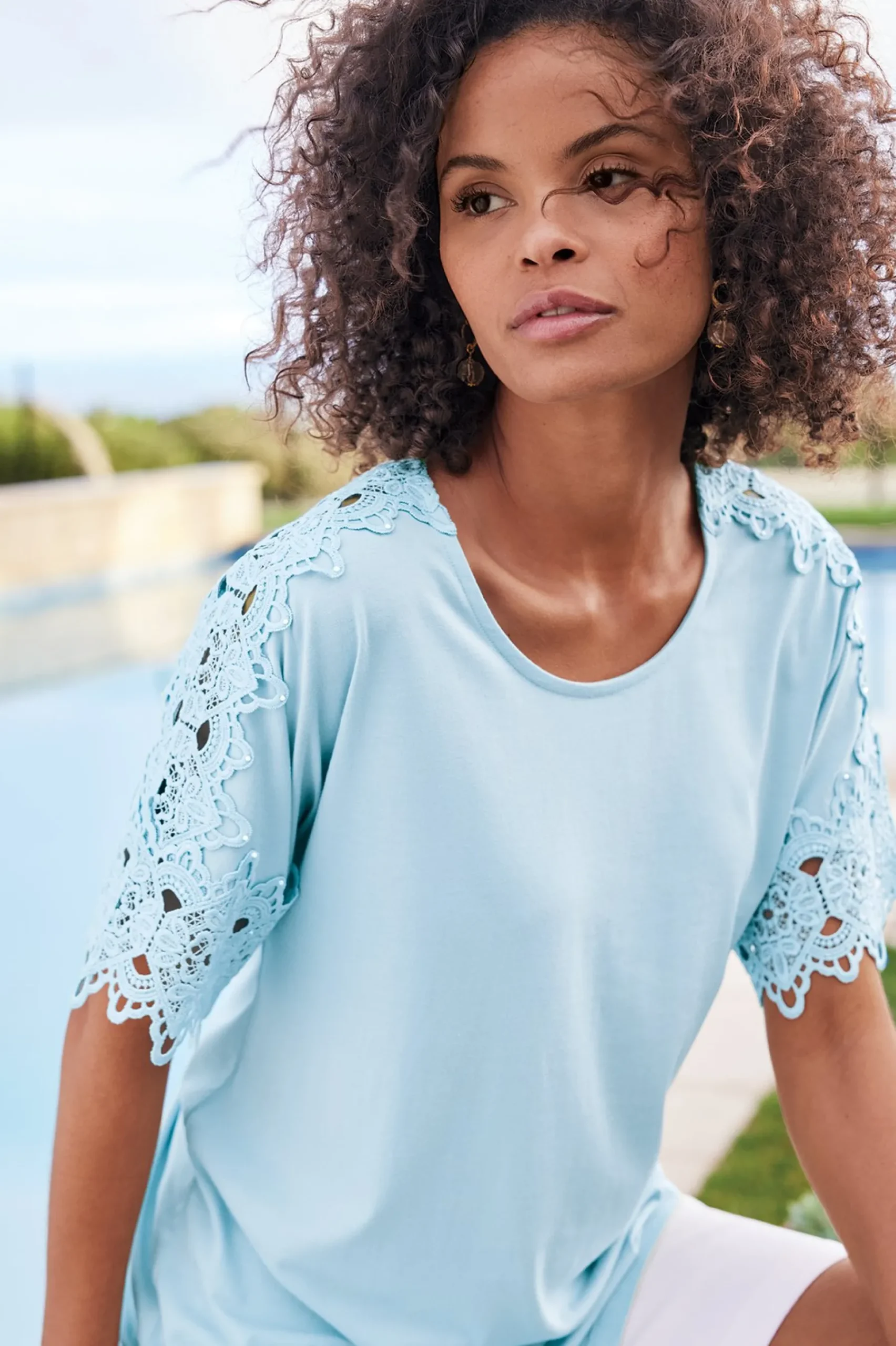 Feminine Flourish|Into The Blues-Soft Surroundings Sabrina Top Blue Bonnet