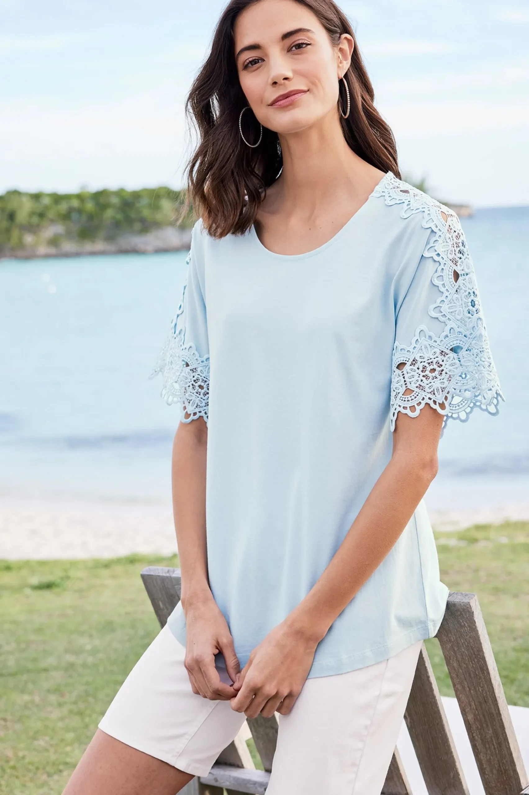 Feminine Flourish|Into The Blues-Soft Surroundings Sabrina Top Blue Bonnet