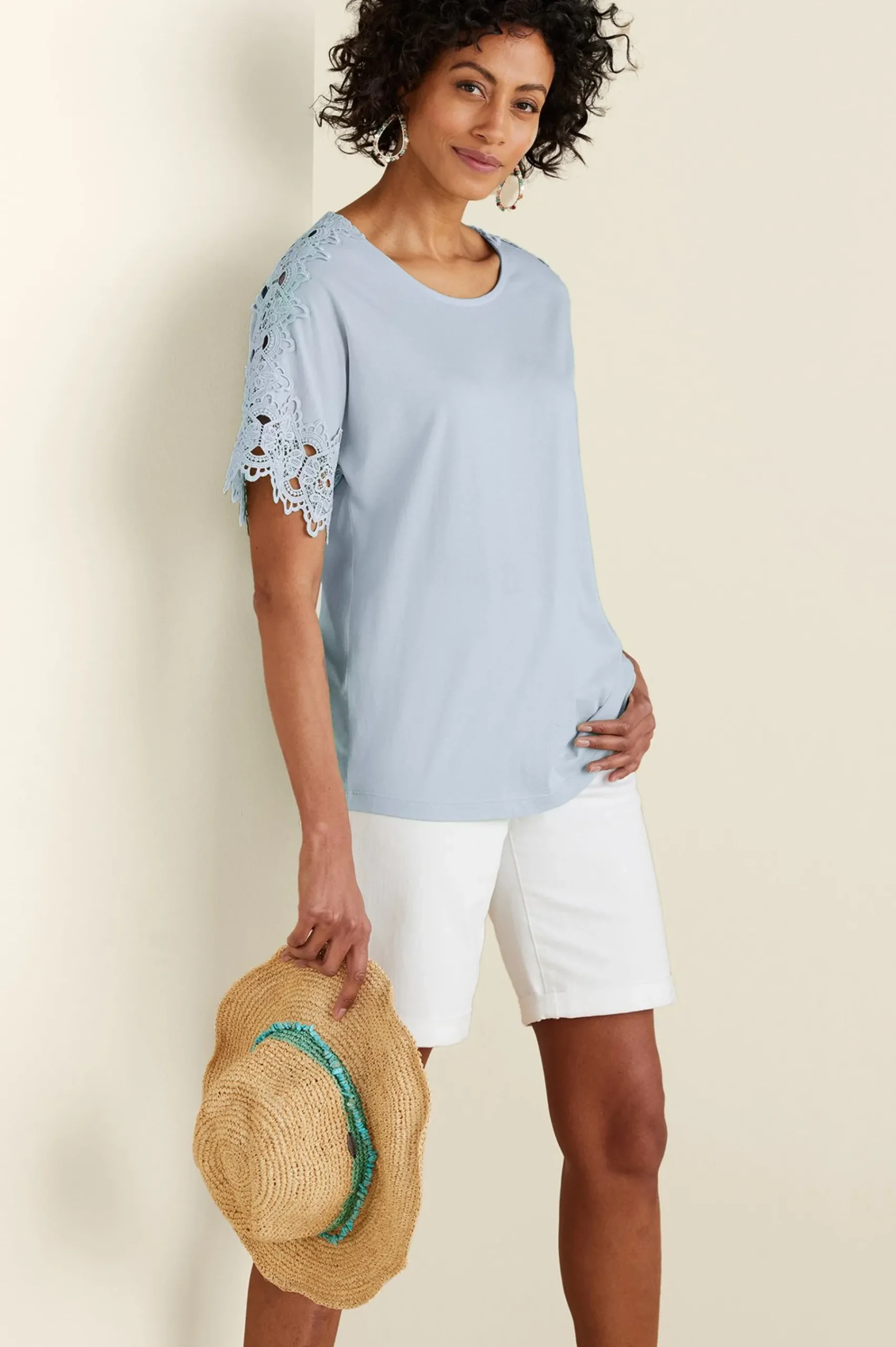 Feminine Flourish|Into The Blues-Soft Surroundings Sabrina Top Blue Bonnet