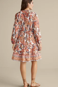 Vacation Shop|vacation dresses-Soft Surroundings Sadie Short Dress Coral Paisley