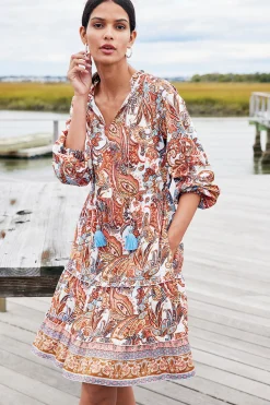 Vacation Shop|vacation dresses-Soft Surroundings Sadie Short Dress Coral Paisley