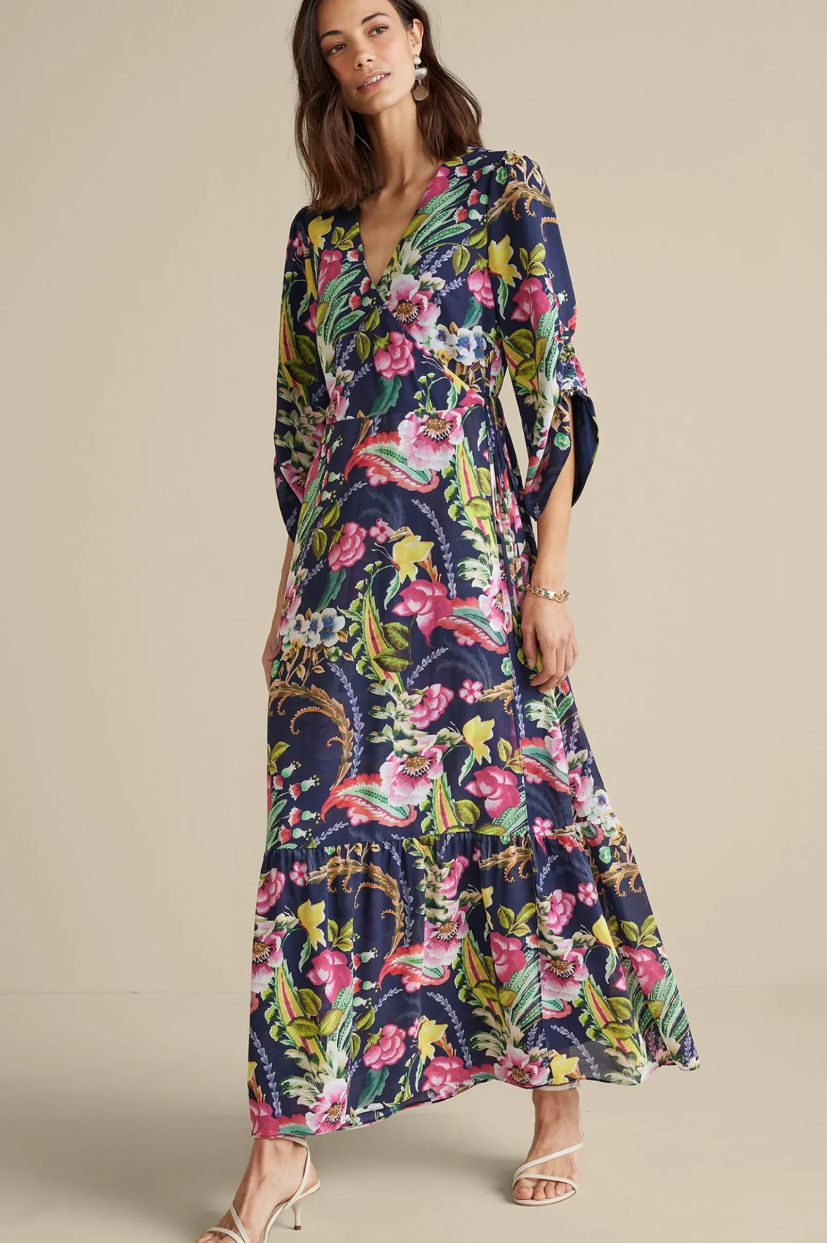 Feminine Flourish|vacation dresses-Soft Surroundings Samantha Maxi Dress Navy Paisley