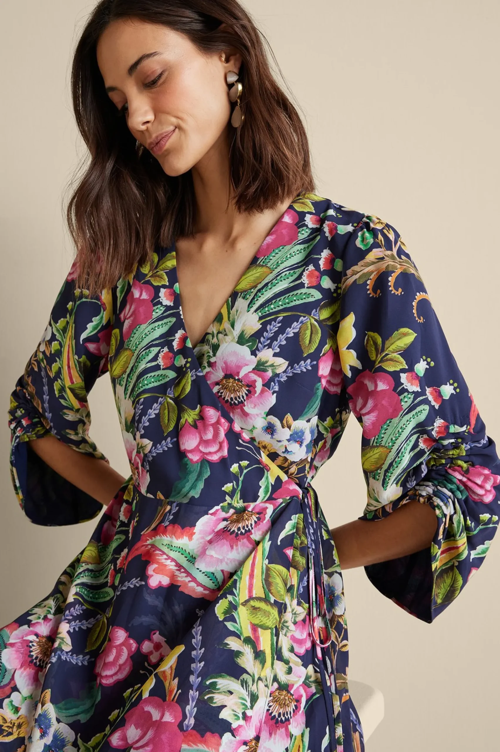Feminine Flourish|vacation dresses-Soft Surroundings Samantha Maxi Dress Navy Paisley