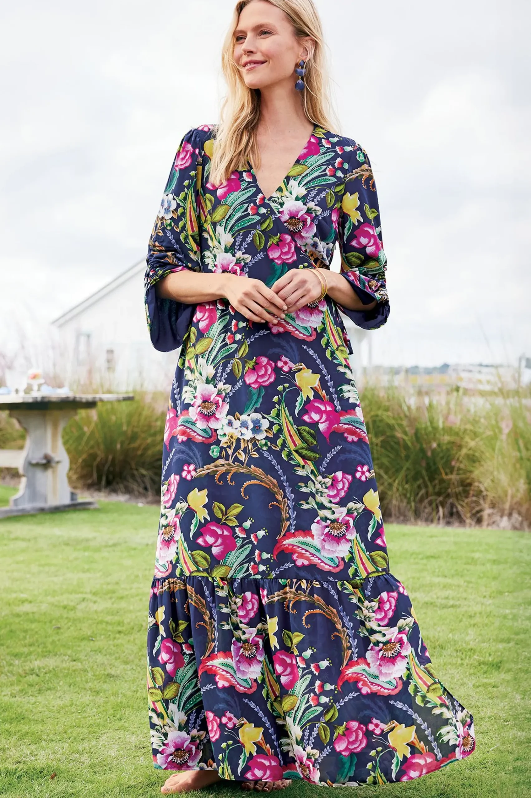 Feminine Flourish|vacation dresses-Soft Surroundings Samantha Maxi Dress Navy Paisley
