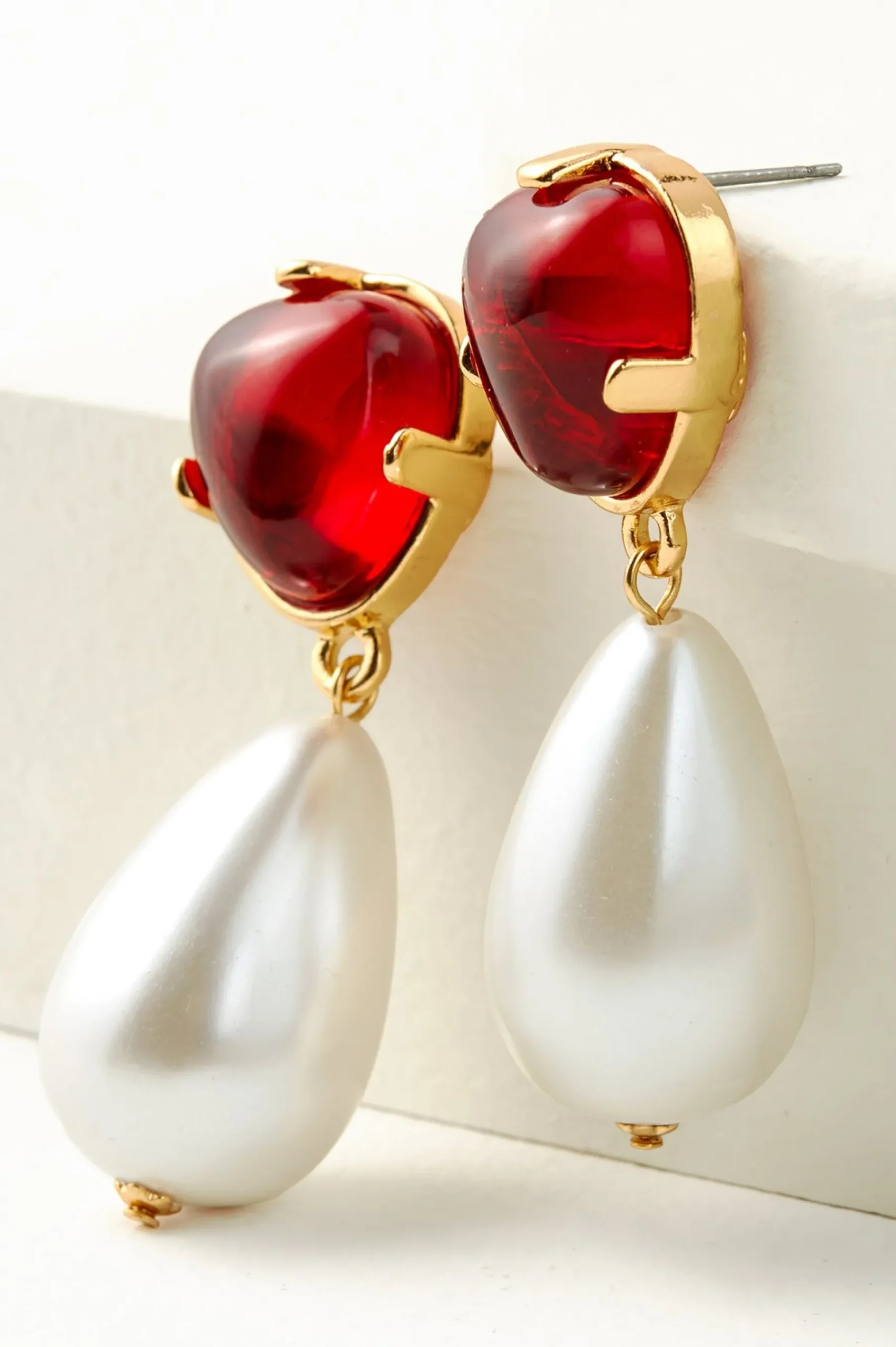 Earrings|earrings-Soft Surroundings Scarlett Drop Earring Red/Pearl