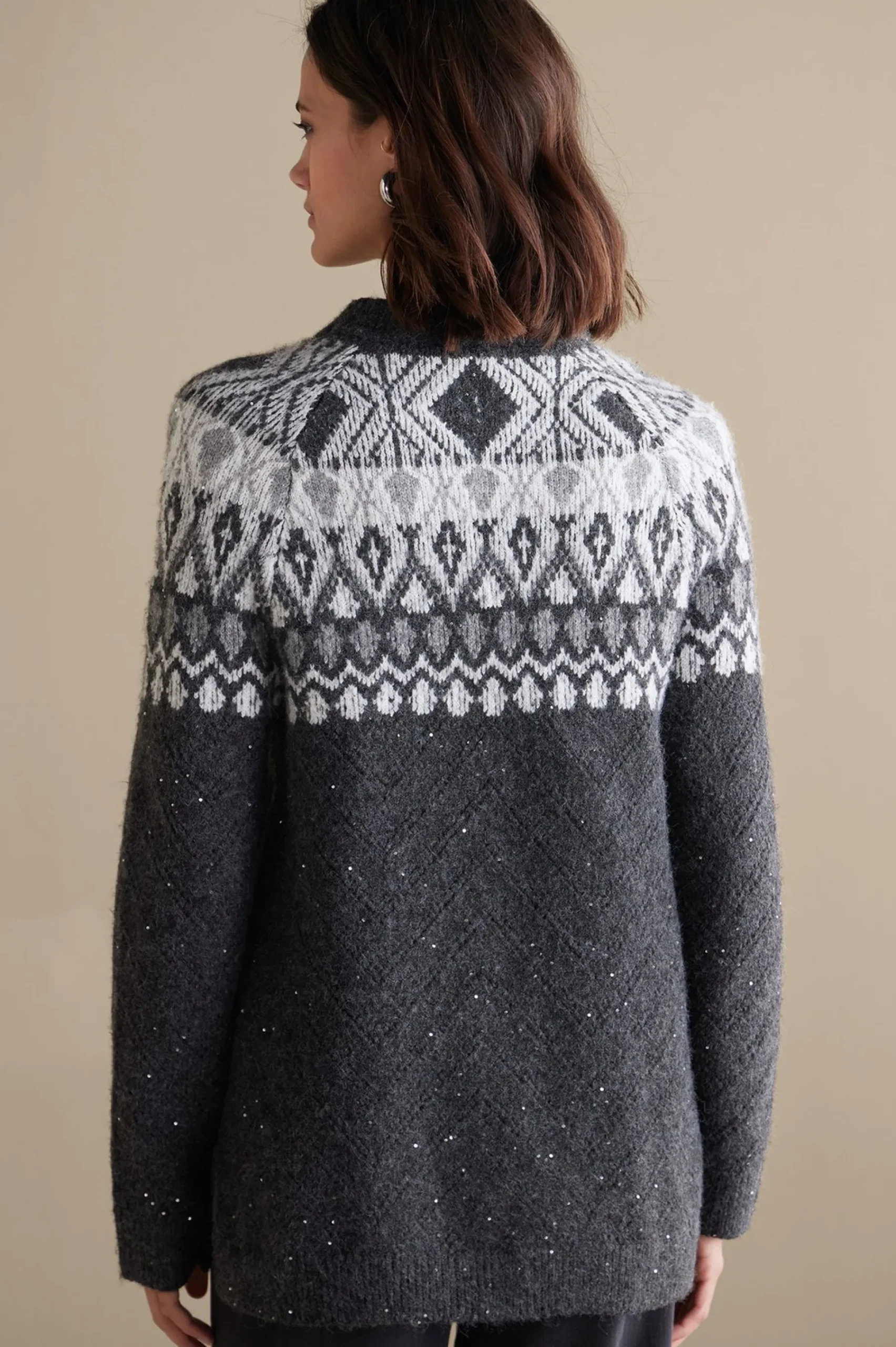 Everyday Styles|Sweaters & Cardigans-Soft Surroundings Seelie Fair Isle Sweater Dark Grey