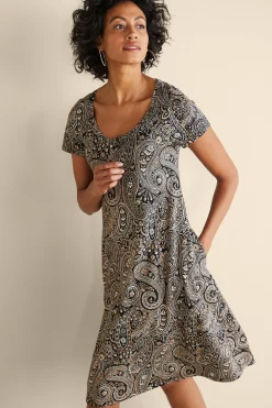 Vacation Shop|casual-Soft Surroundings Short Santiago Gaia Dress Global Paisley Black