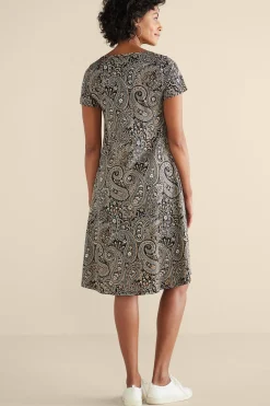 Vacation Shop|casual-Soft Surroundings Short Santiago Gaia Dress Global Paisley Black