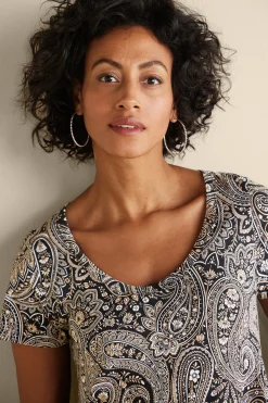 Vacation Shop|casual-Soft Surroundings Short Santiago Gaia Dress Global Paisley Black