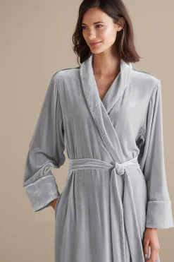 Sleepwear & Lounge|EVelvet Styles-Soft Surroundings Silk Velvet Robe Platinum Grey