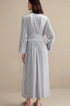Sleepwear & Lounge|EVelvet Styles-Soft Surroundings Silk Velvet Robe Platinum Grey
