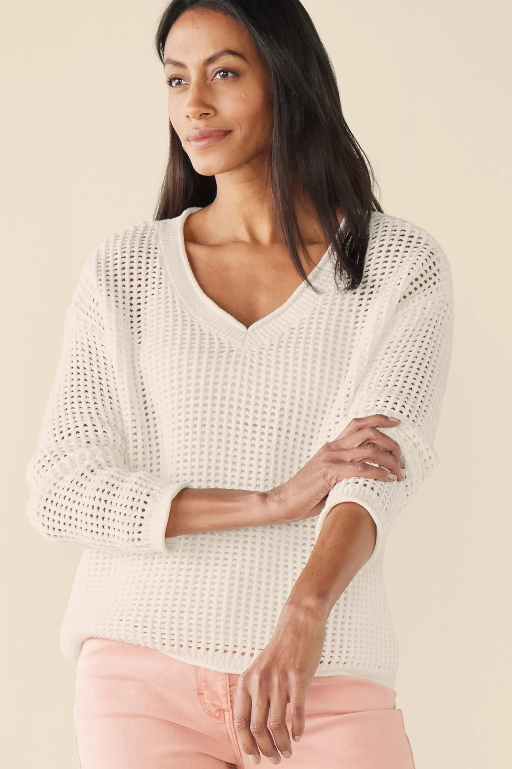 Feminine Flourish|Vacation Shop-Soft Surroundings Simone Crochet Sweater White