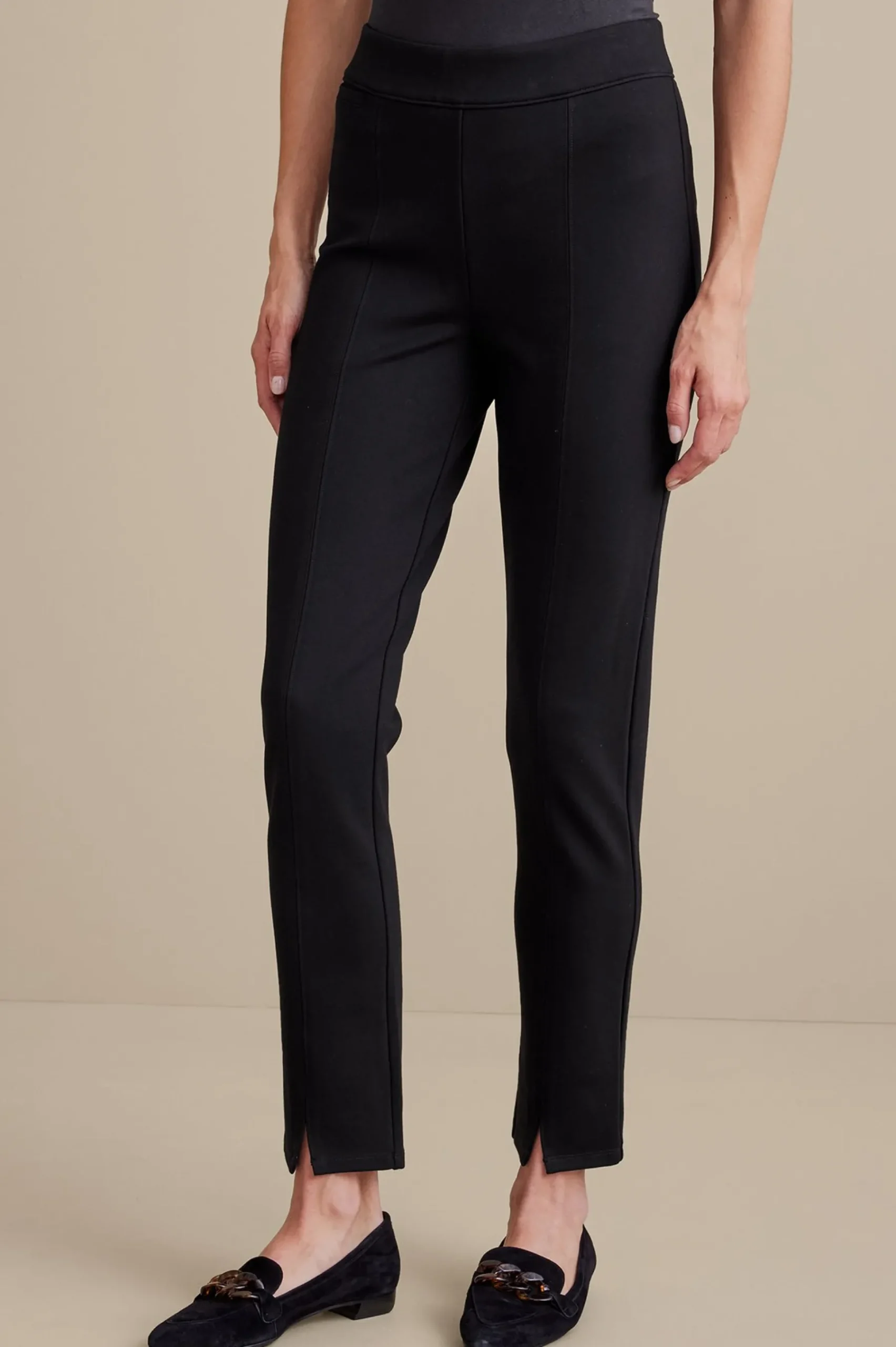 Soft Essential Styles|Everyday Styles-Soft Surroundings Soft Essential Ponte Slim Ankle Pants Black