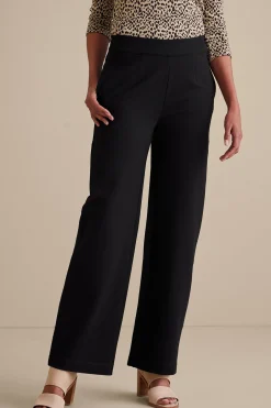Soft Essential Styles|full length-Soft Surroundings Soft Essential Ponte Wide Leg Pants Black
