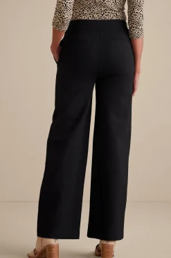 Soft Essential Styles|full length-Soft Surroundings Soft Essential Ponte Wide Leg Pants Black