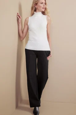 Soft Essential Styles|full length-Soft Surroundings Soft Essential Ponte Wide Leg Pants Black