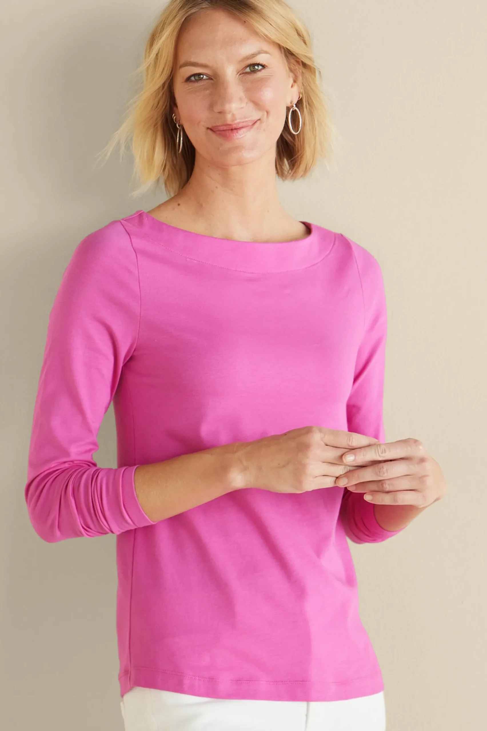 Soft Essential Styles|Into The Blues-Soft Surroundings Soft Essential™ SUPIMA® Long Sleeve Tee Rose Violet
