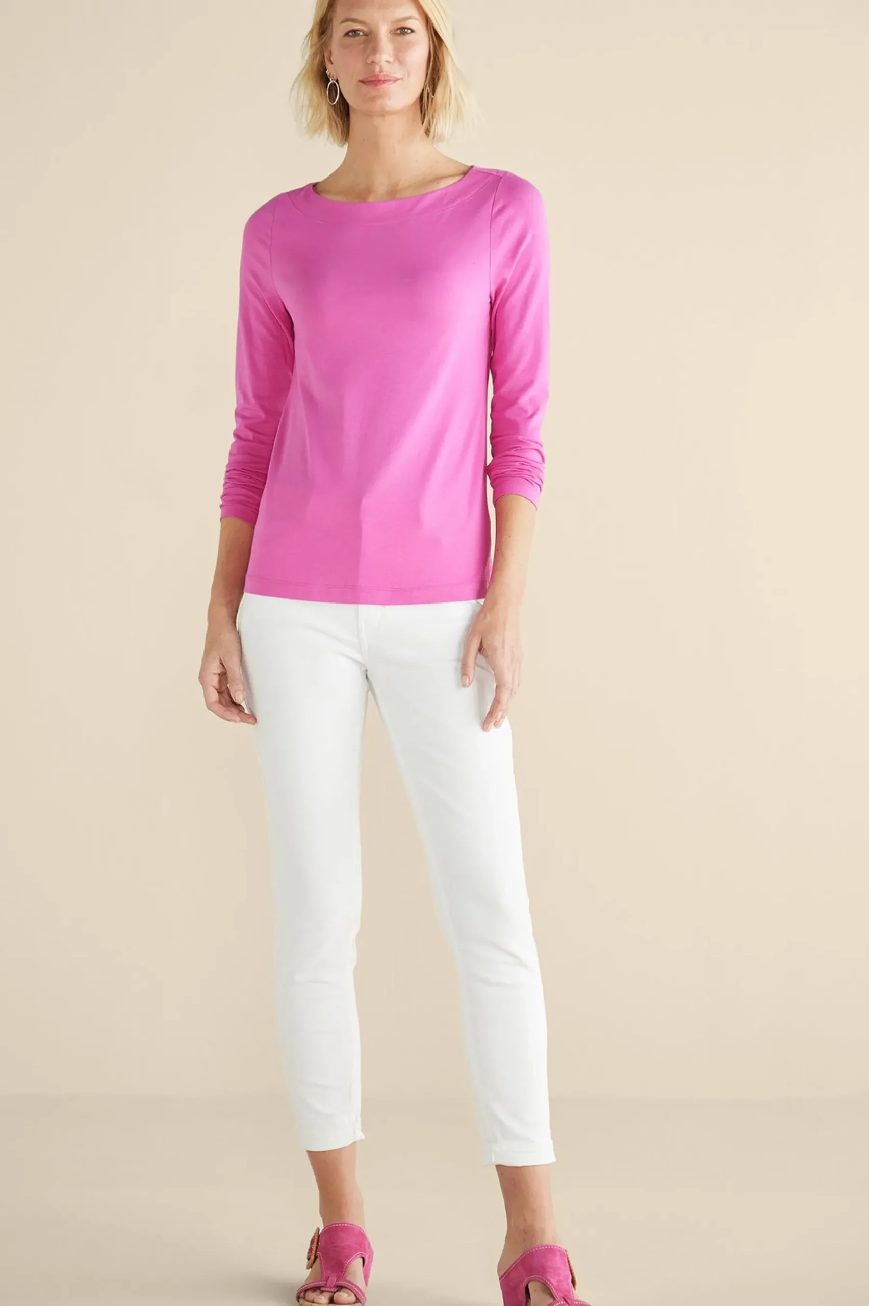 Soft Essential Styles|Into The Blues-Soft Surroundings Soft Essential™ SUPIMA® Long Sleeve Tee Rose Violet