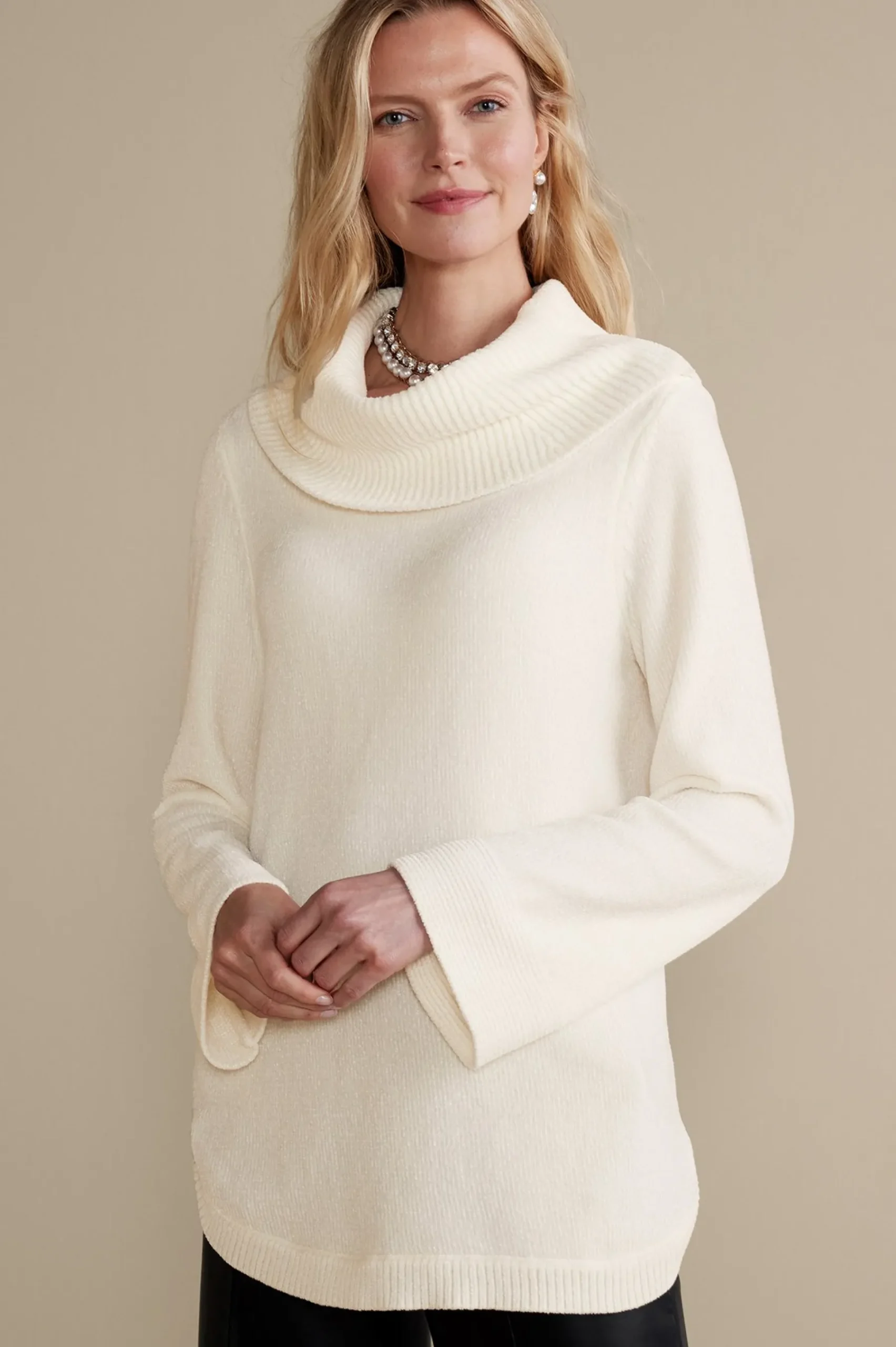 Everyday Styles|Sweaters & Cardigans-Soft Surroundings Soft Winds Chenille Tunic Sweater Sangria Red