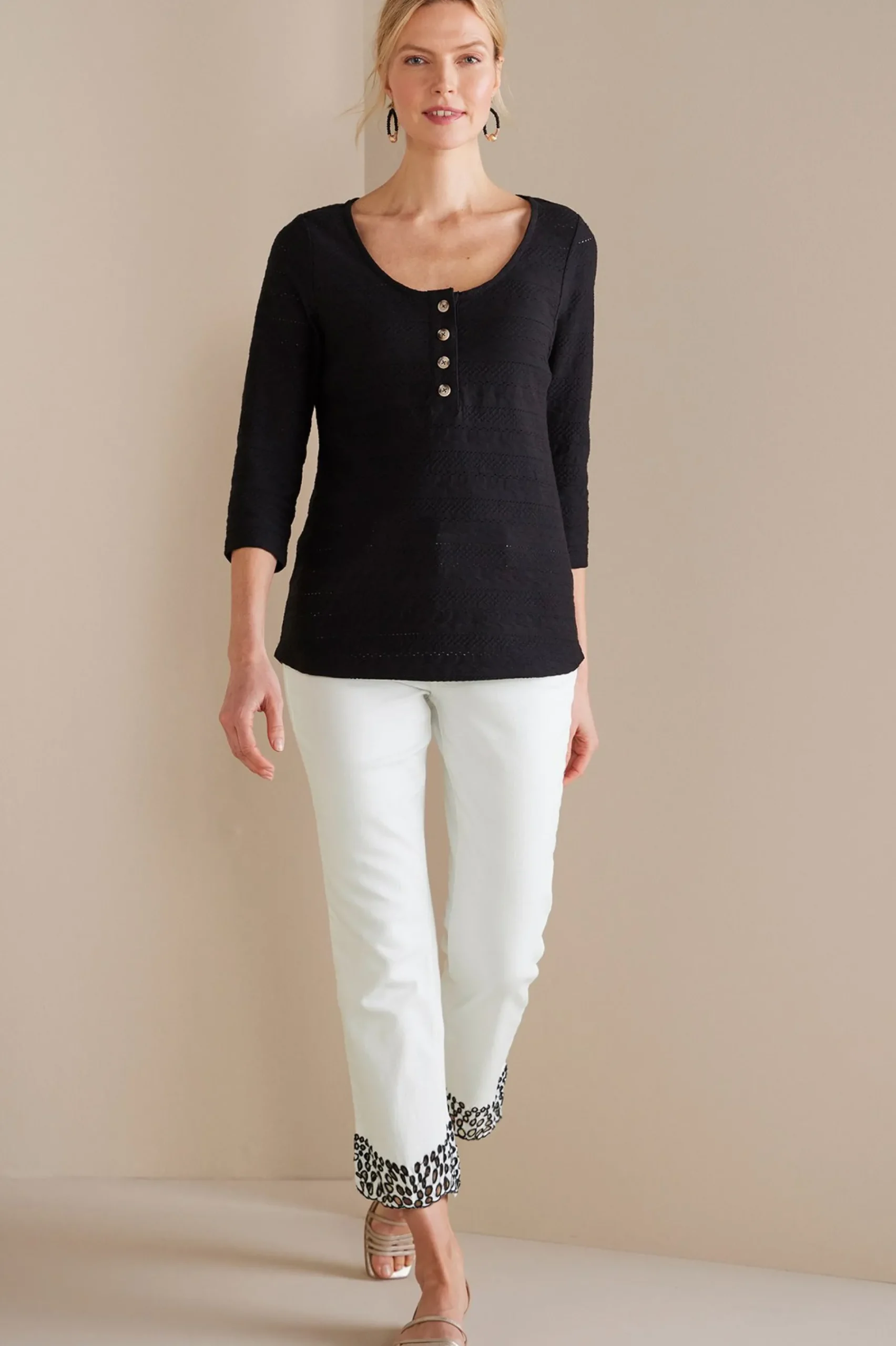 cropped|ankle-Soft Surroundings Solene Eyelet Denim Crop Jeans White