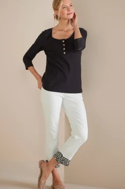 cropped|ankle-Soft Surroundings Solene Eyelet Denim Crop Jeans White