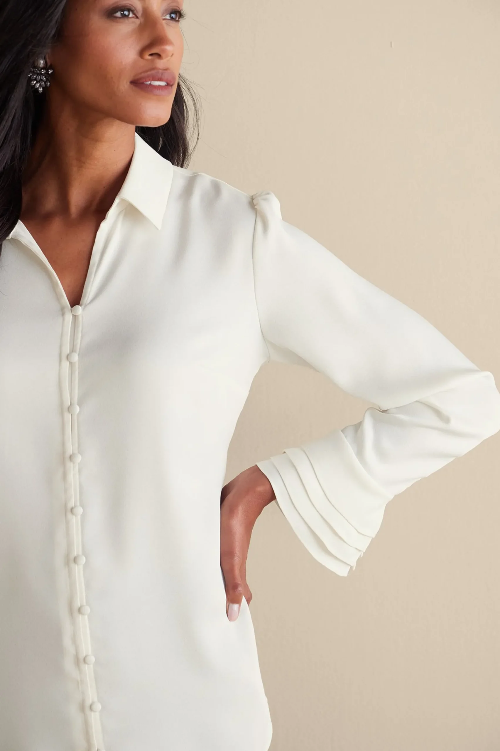 Everyday Styles|long sleeve-Soft Surroundings Sonnet Blouse Ecru