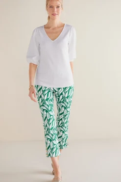 elbow length|pullovers-Soft Surroundings Tabitha Puff Sleeve Top White