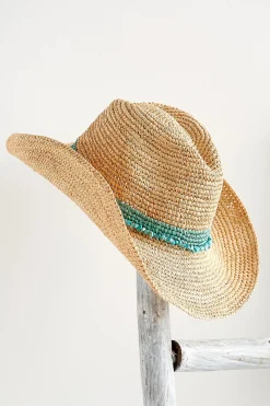 Hats-Soft Surroundings Tahitian Cowboy Hat Turquoise