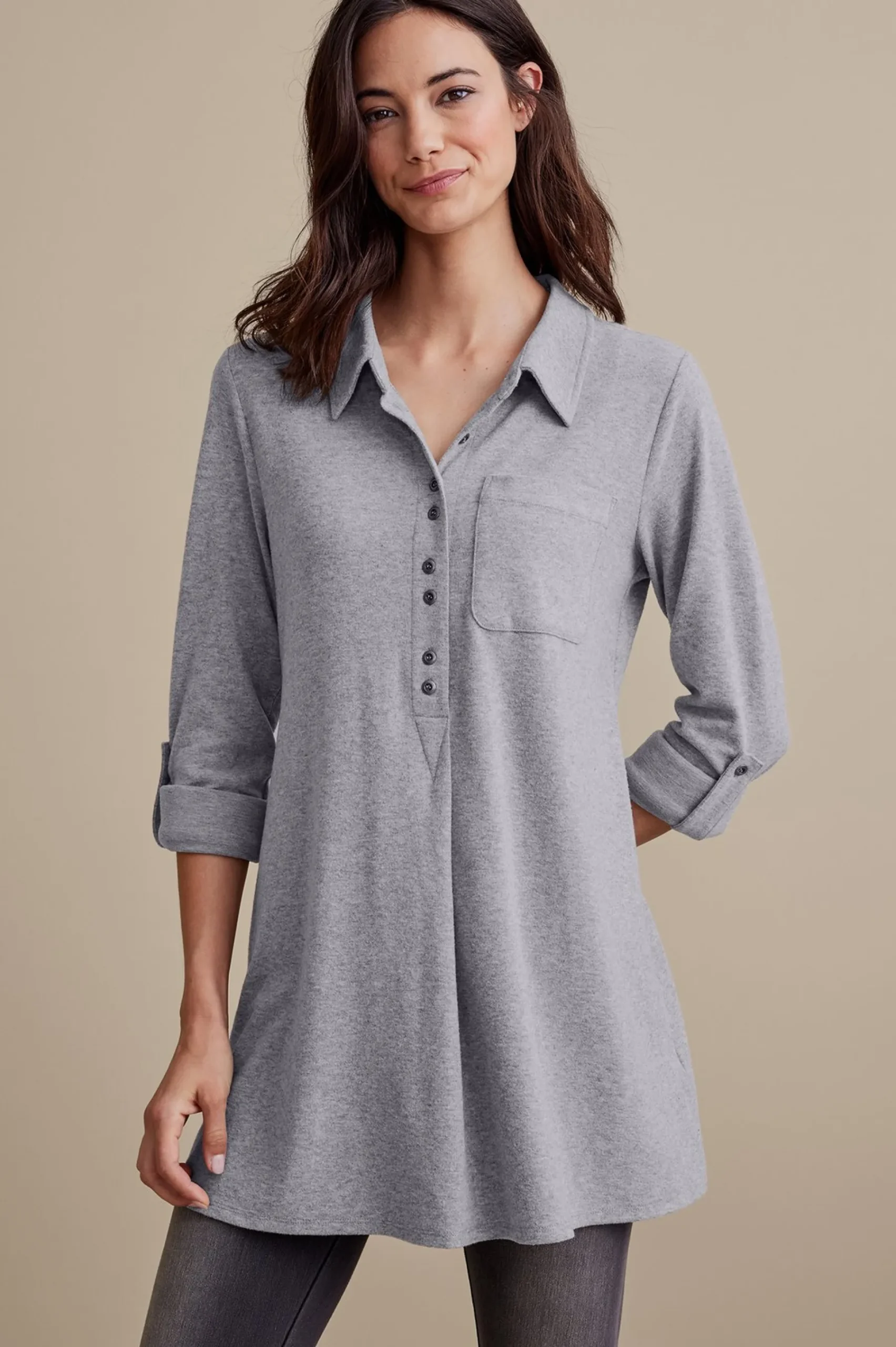 Into The Blues|Everyday Styles-Soft Surroundings Take It Easy Tunic Blue Heather