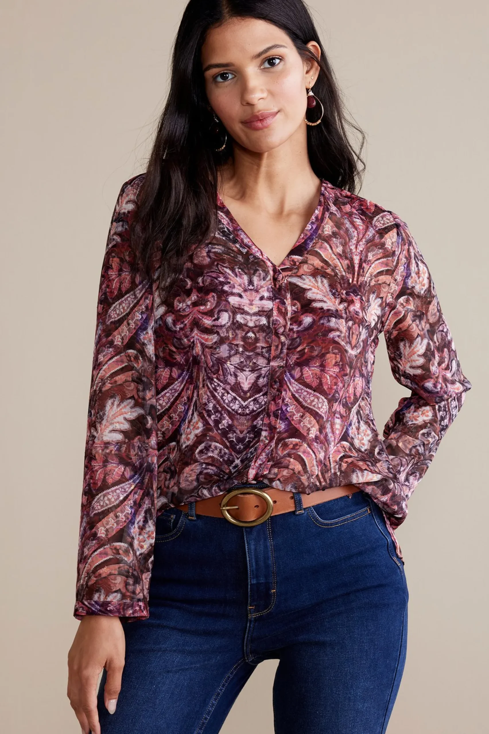 Everyday Styles|long sleeve-Soft Surroundings Tasha Top Multi Tapestry