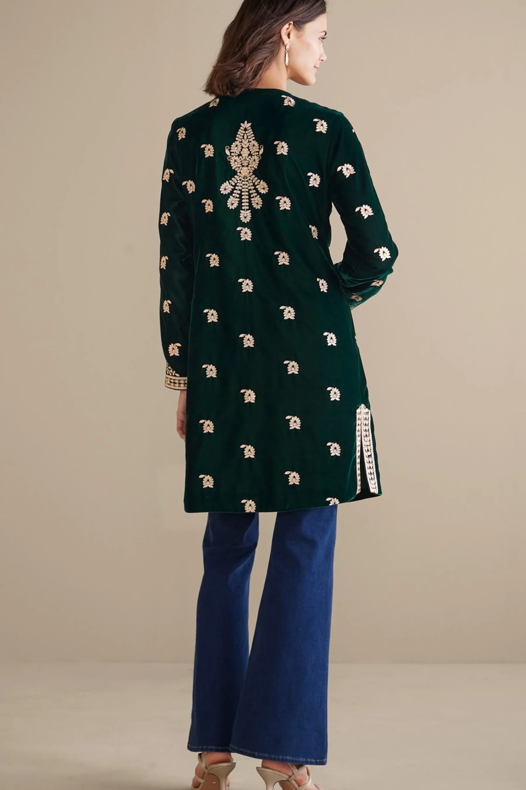 Feminine Flourish|EVelvet Styles-Soft Surroundings Tatianna Velvet Jacket Emerald Green
