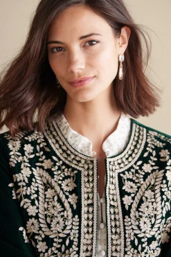 Feminine Flourish|EVelvet Styles-Soft Surroundings Tatianna Velvet Jacket Emerald Green