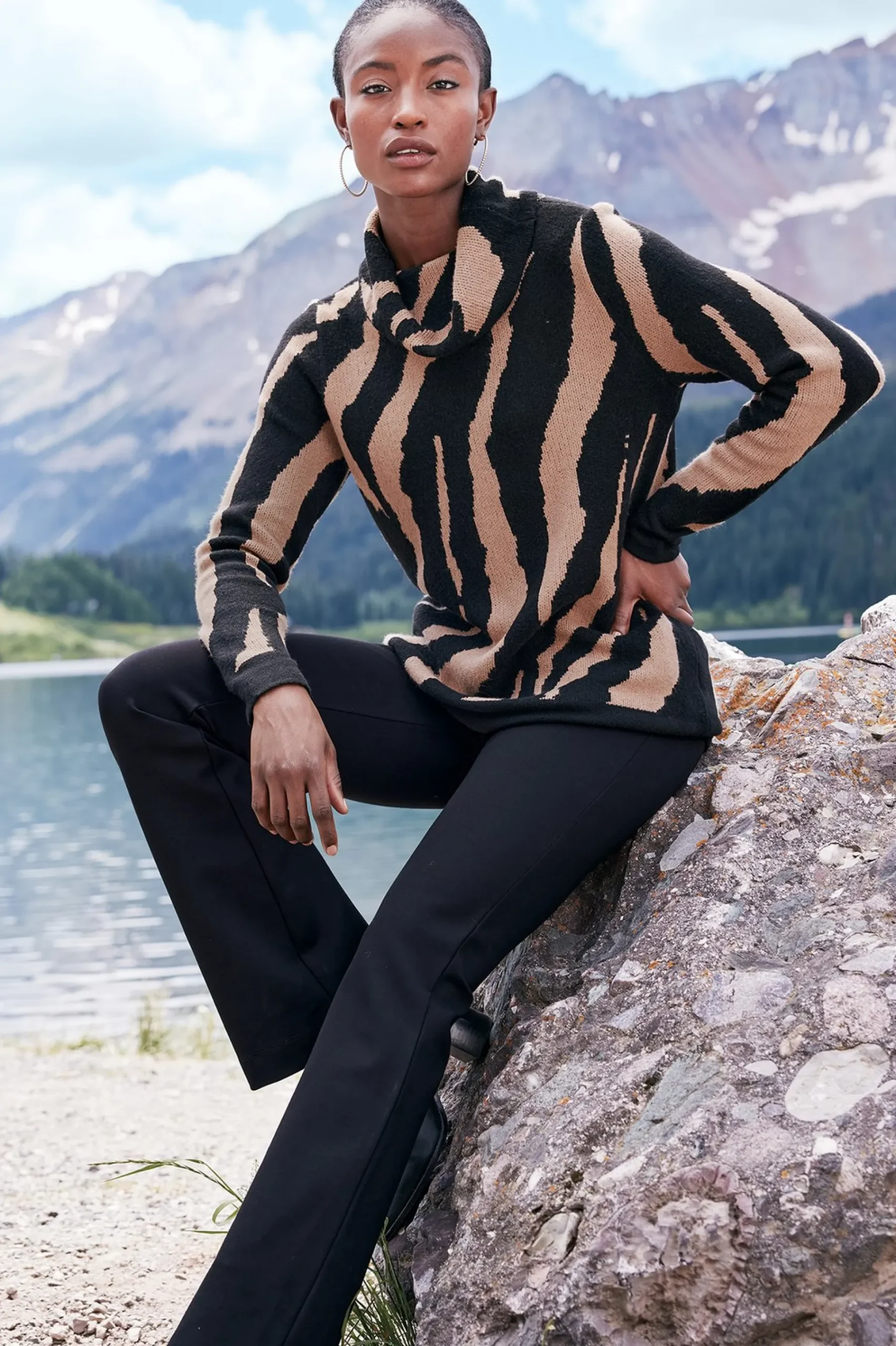 Sweaters & Cardigans|long sleeve-Soft Surroundings Teona Sweater Neutral Animal