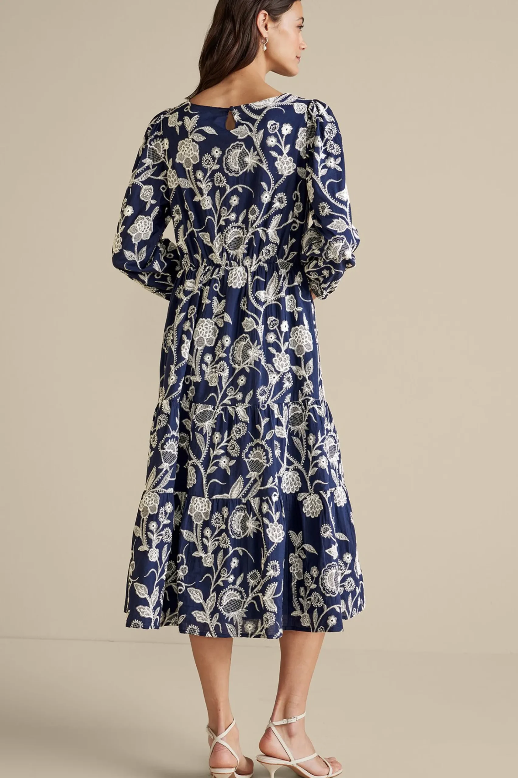 Into The Blues|Vacation Shop-Soft Surroundings Tilda Embroidered Midi Dress Navy