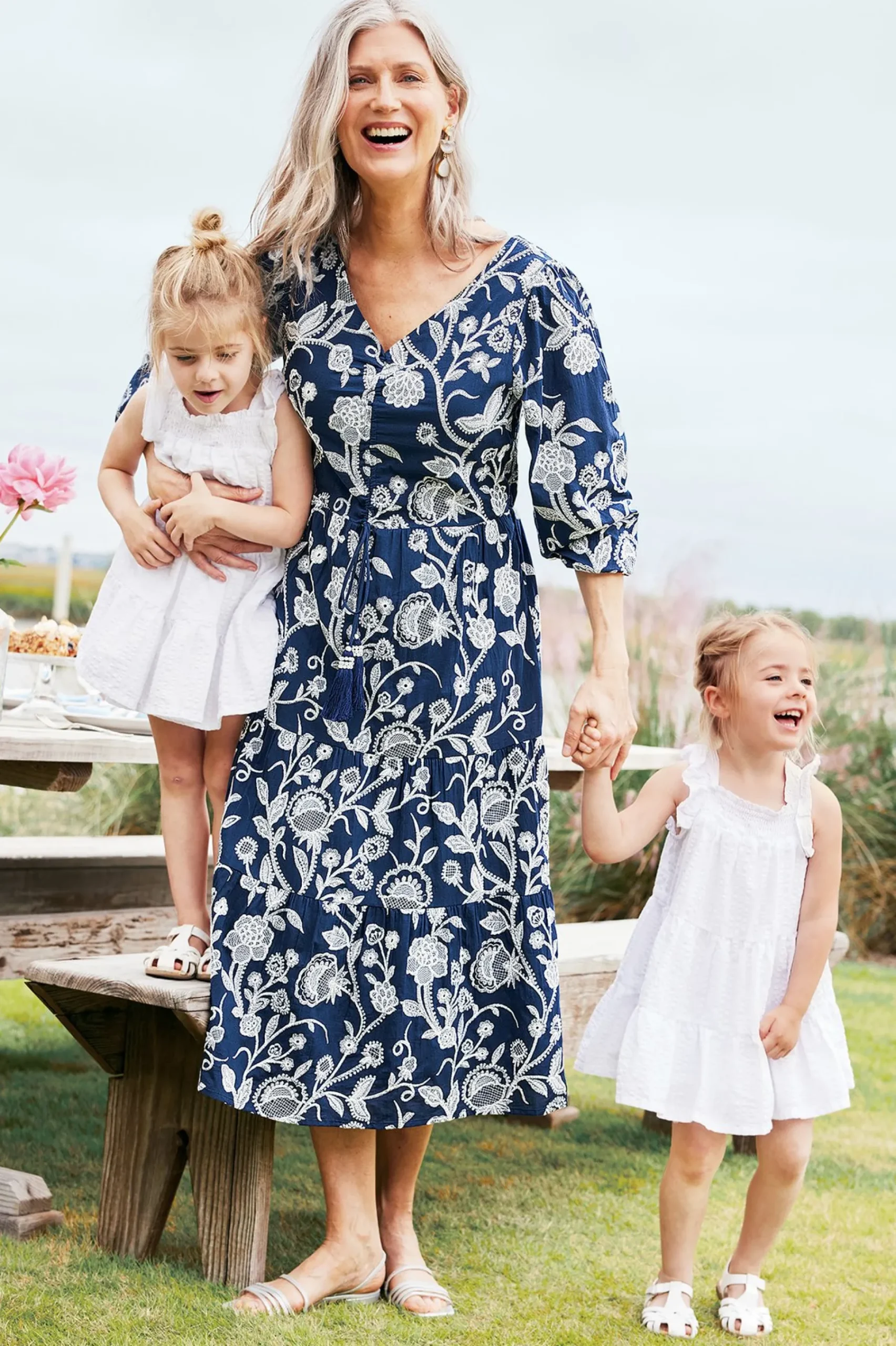 Into The Blues|Vacation Shop-Soft Surroundings Tilda Embroidered Midi Dress Navy