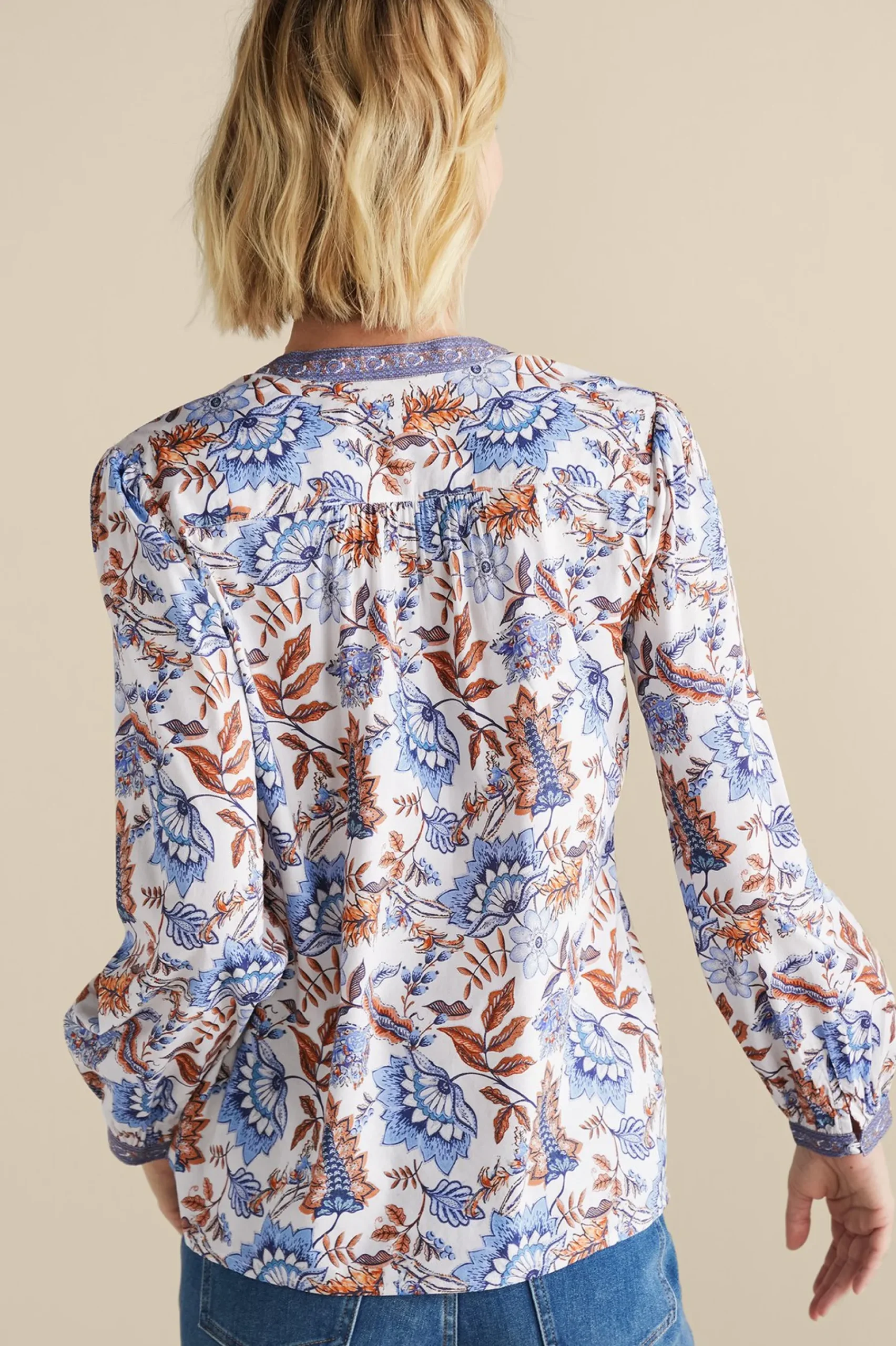 Feminine Flourish|Into The Blues-Soft Surroundings Tracy Top Chambray Calico
