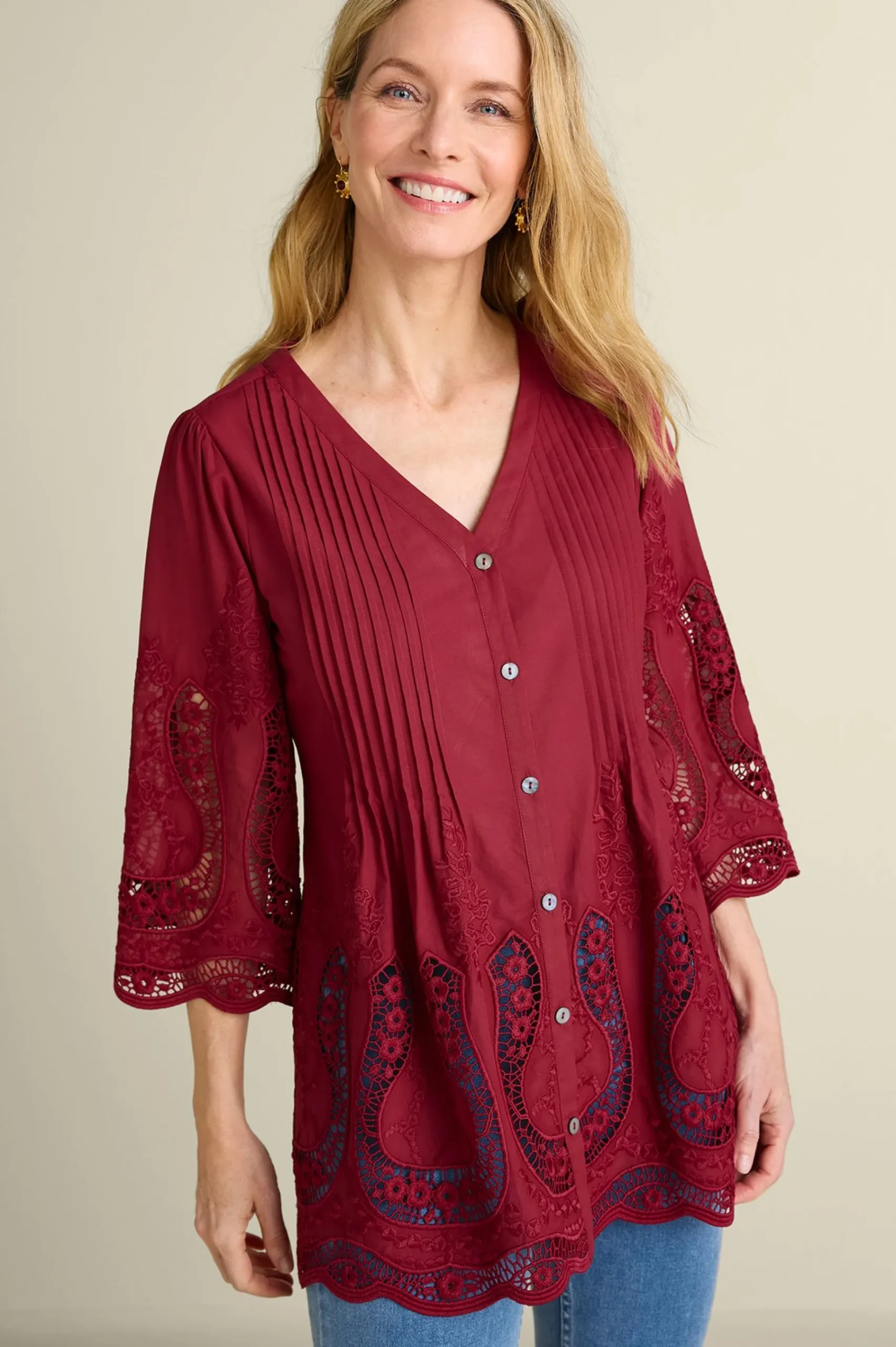 Feminine Flourish|Vacation Shop-Soft Surroundings Trella Eyelet Top White
