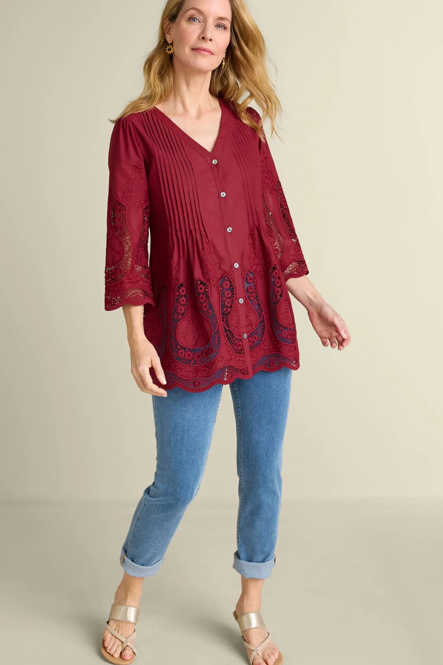 Feminine Flourish|Vacation Shop-Soft Surroundings Trella Eyelet Top White