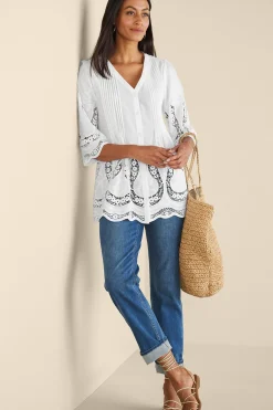 Feminine Flourish|Vacation Shop-Soft Surroundings Trella Eyelet Top White