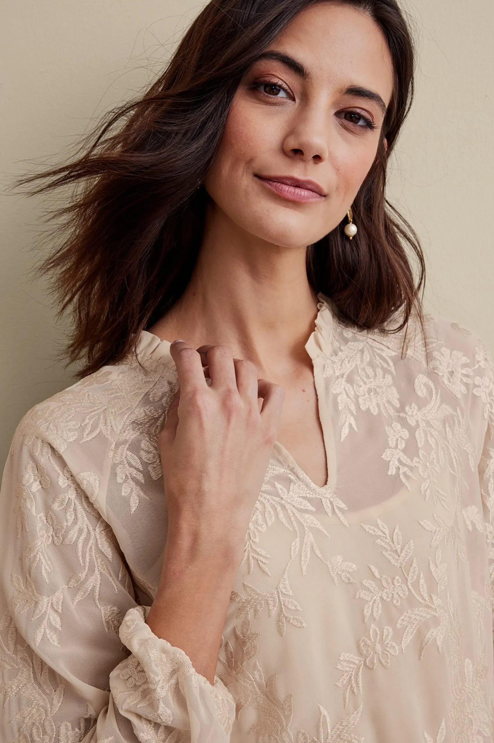Feminine Flourish|Global Artistry-Soft Surroundings Tresa Lace Top Ivory