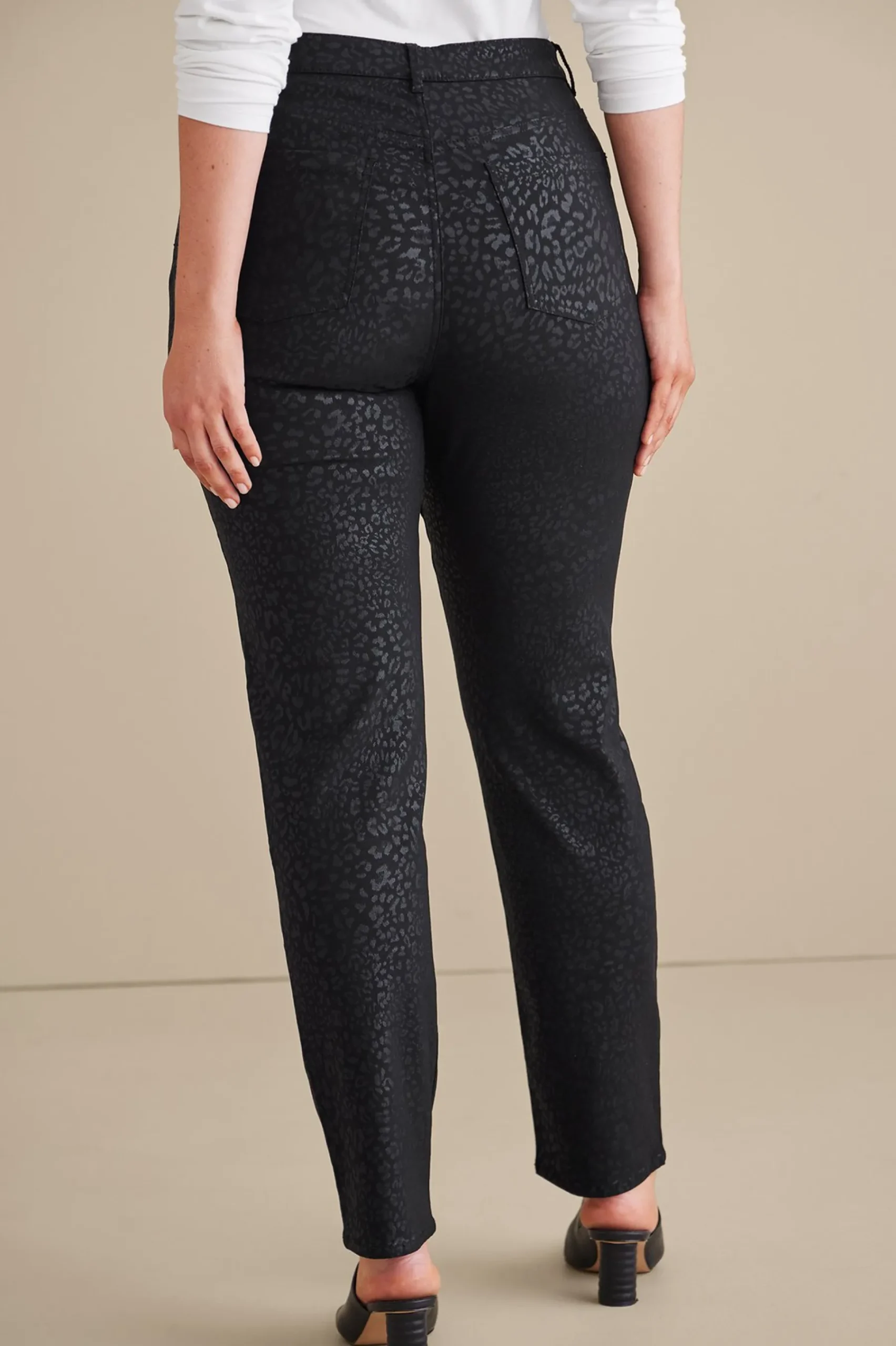 leggings|full length-Soft Surroundings Ultimate Denim Animal Straight Leg Jeans Metallic Animal