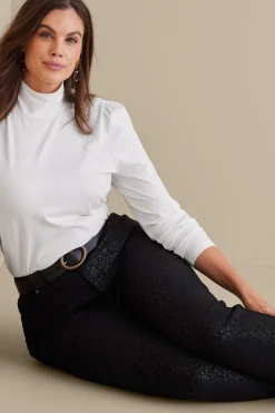 leggings|full length-Soft Surroundings Ultimate Denim Animal Straight Leg Jeans Metallic Animal