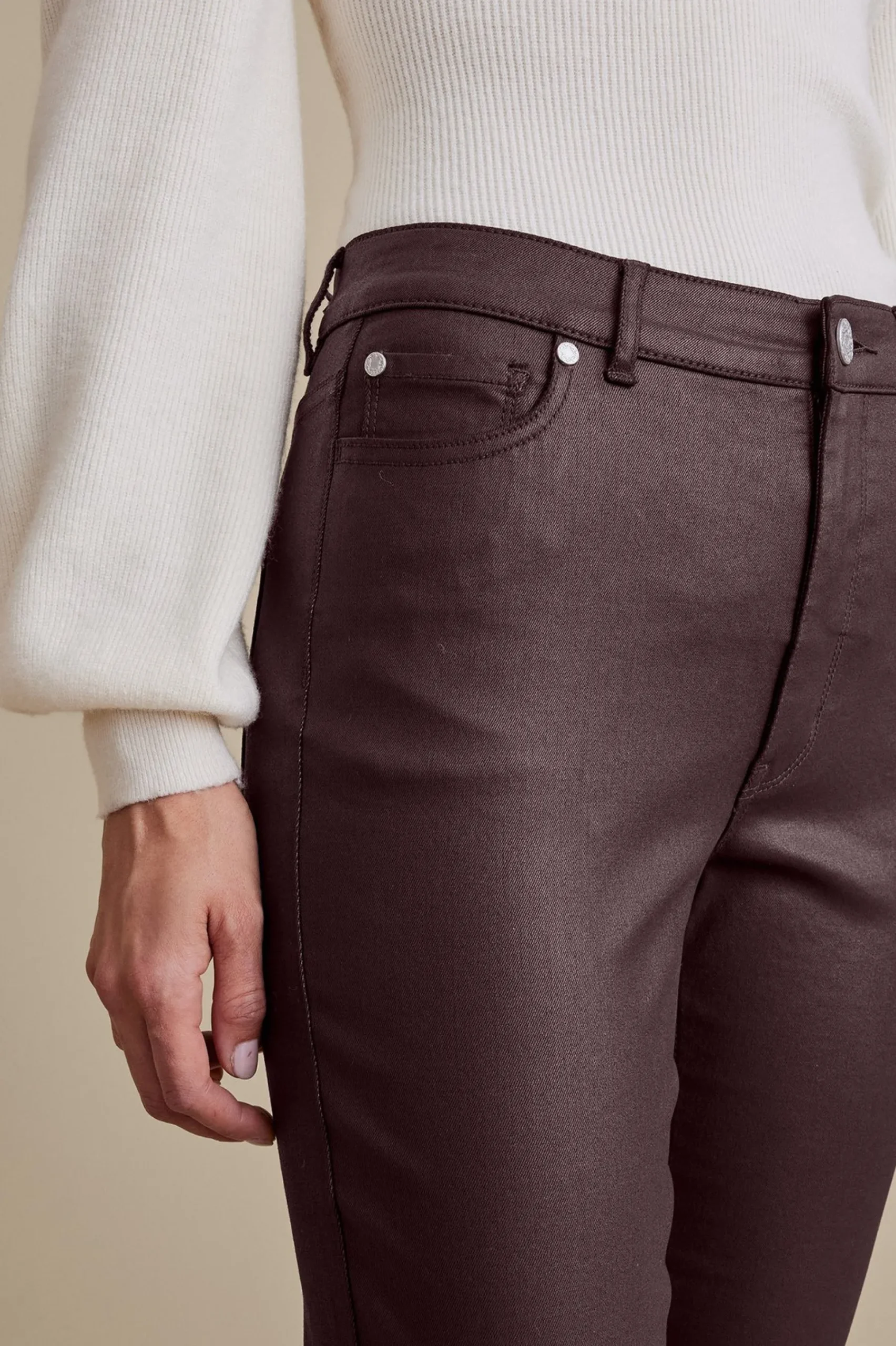Everyday Styles|leggings-Soft Surroundings Ultimate Denim Coated Straight Leg Jeans Coated Dark Brown